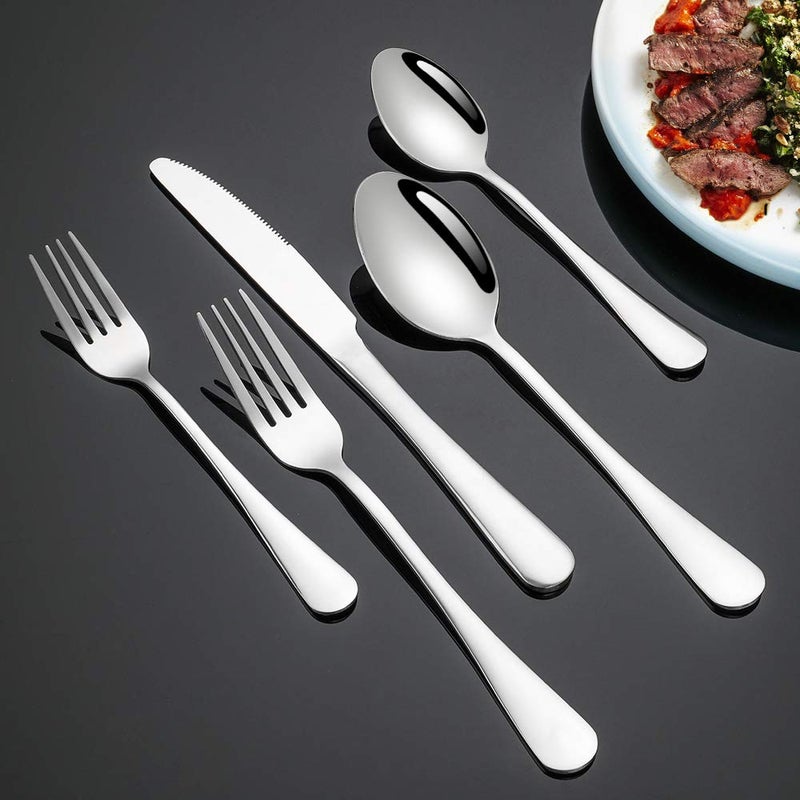 Briout Silverware Set, Briout Flatware Set Service for 4 Stainless Steel Cutlery Set 20 Piece Include Upgraded Knife Spoon Fork Mirror Polished, Dishwasher Safe - Image 4